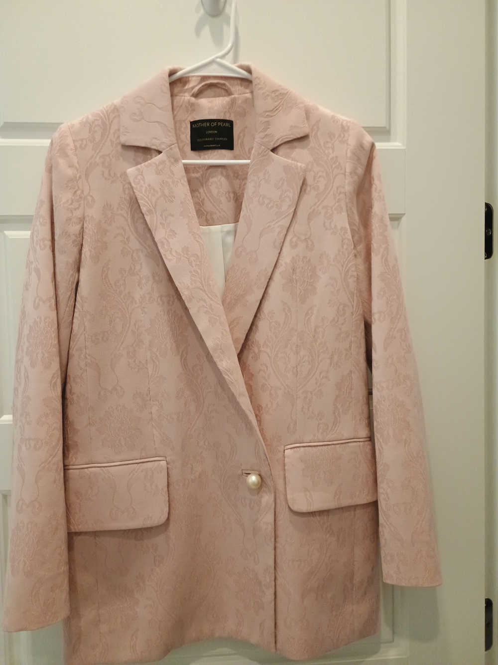 Mother of Pearl Pale Pink Jacquard Single-Button Blazer